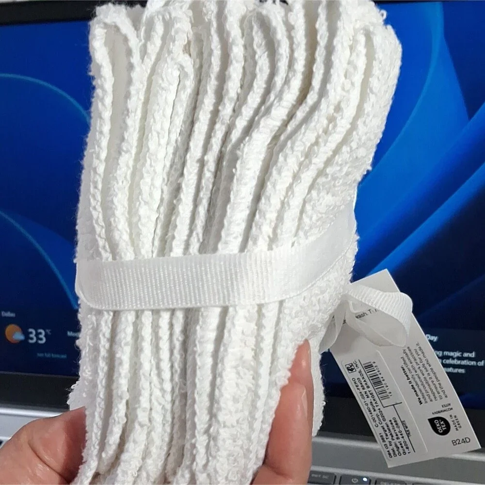 Room Essentials 6 Pack White Cotton Washcloths 12x12 Textured OEKO-TEX